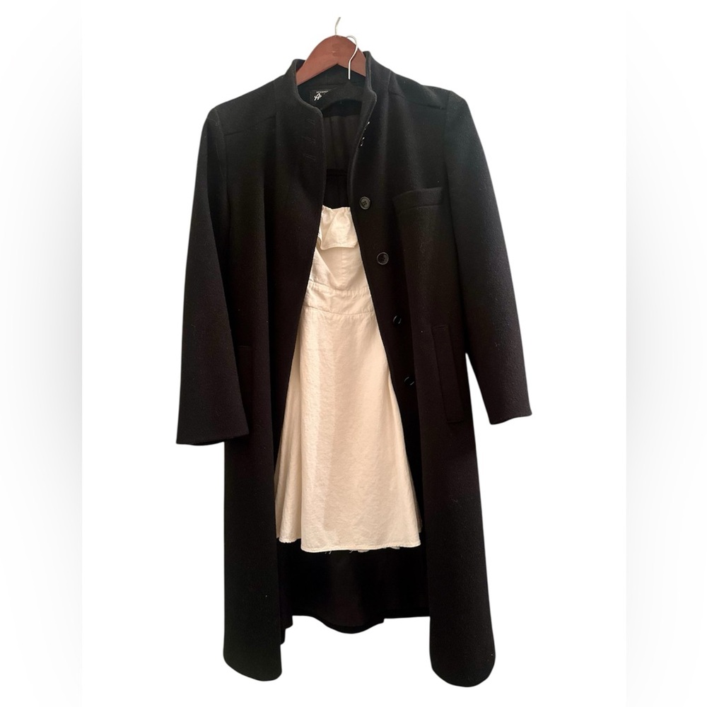 VTG Arlette Black Wool Coat with Stand Collar